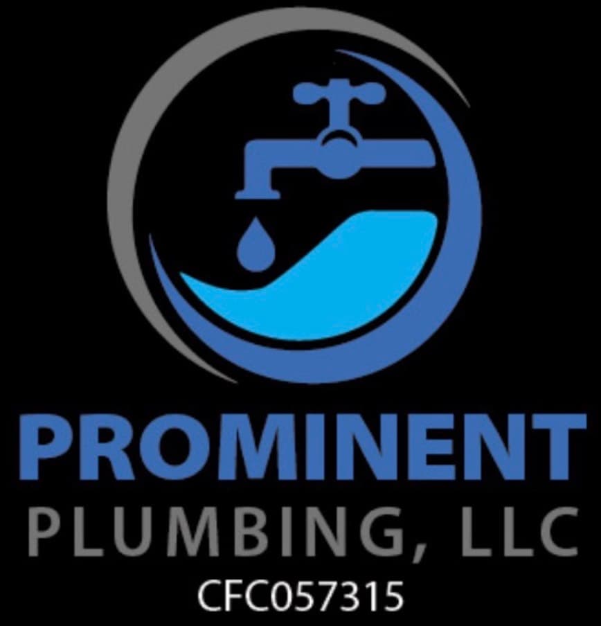 Prominent Plumbing, LLC logo with a blue faucet dripping water into a blue wave.